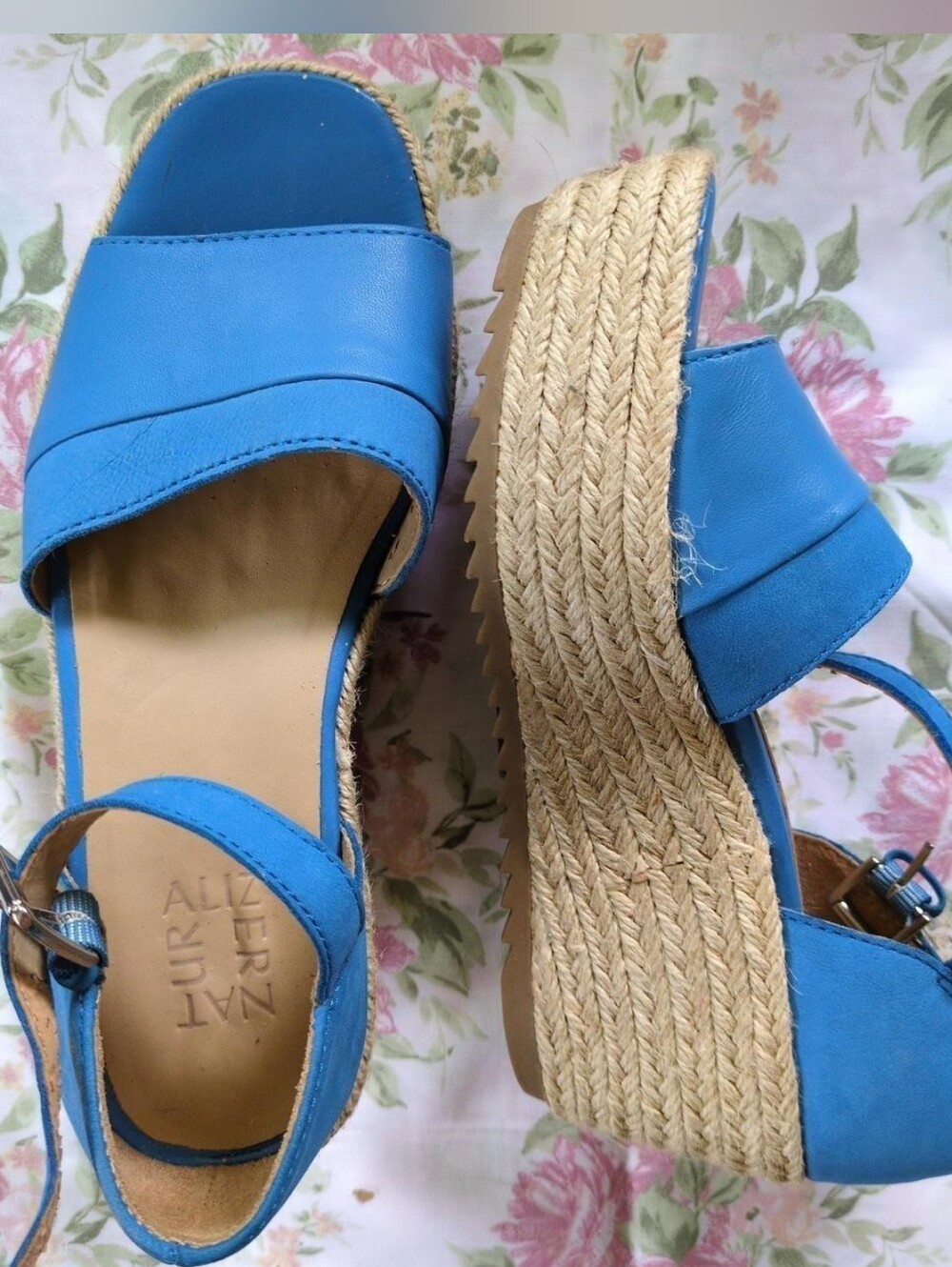 Naturalizer Blue Espadrille Wedge Sandals